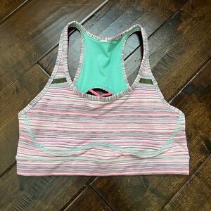 Lululemon Athletica Striped Sports Bra - Pink and Green